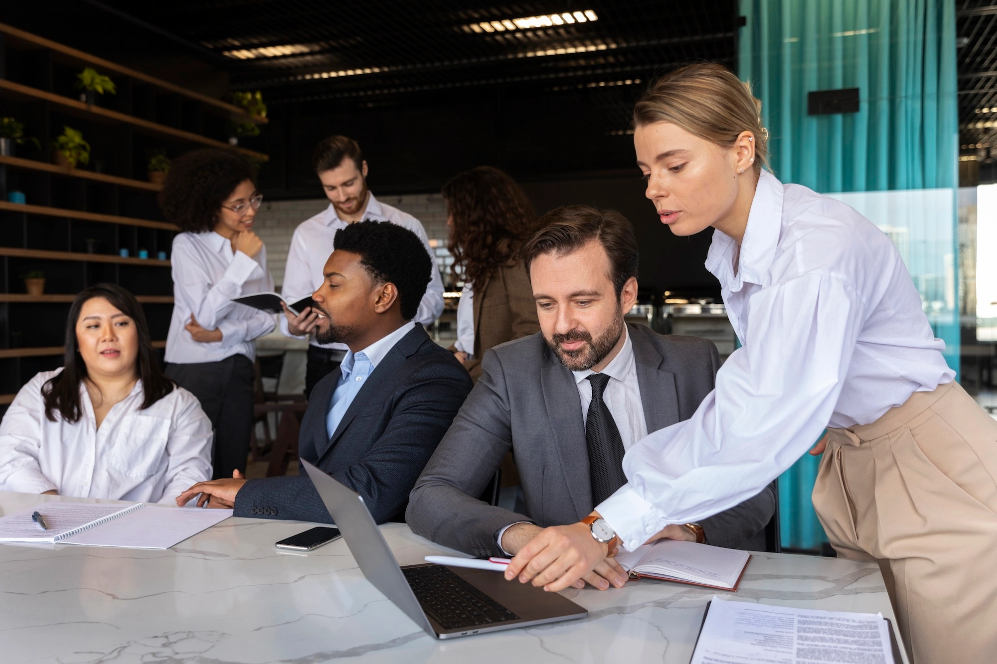Colleagues working together in an office